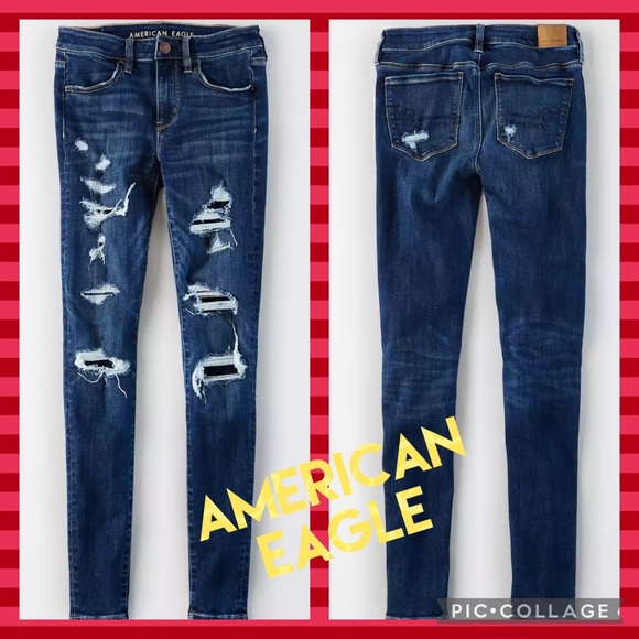 American Eagle Ne(x)t Level Stretch Distressed & Patched Jeggings